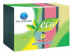 Губка для мытья посуды Русалочка губка для посуды ECO LINE Макси 4 шт